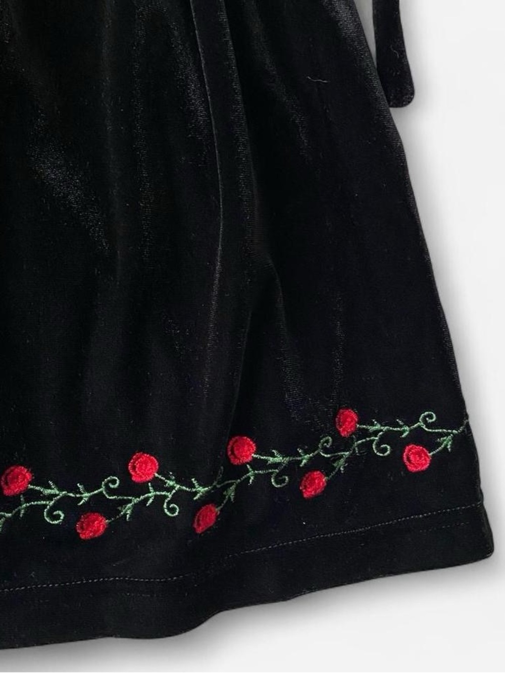 Girls vintage Y2K black velvet floral dress - Picture 4 of 6